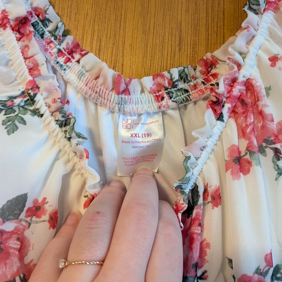 No Boundaries Floral Kids Dress - Cream and Pink - Picture 2 of 3